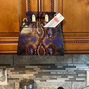 Hammitt leather multi colored snakeskin mini handbag